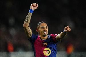 打进巴萨全队赛季西甲首球，拉菲尼亚是队史第5位做到的巴西球员